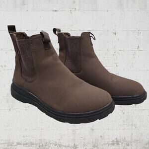 Zara Brown Faux Leather Split Corduroy Sock Boots Pull On Ankle Booties Size 36